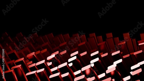 Dynamic 4K Abstract Looping Animation: Dark Red Geometric Prisms Undulating on Black, Creating a Sophisticated, Dramatic Wave for Modern Backgrounds and Futuristic Design.