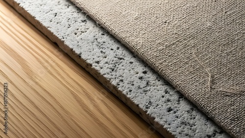 Wallpaper Mural Close-up View of Carpet Edge on Wooden Flooring with Underlayment Torontodigital.ca