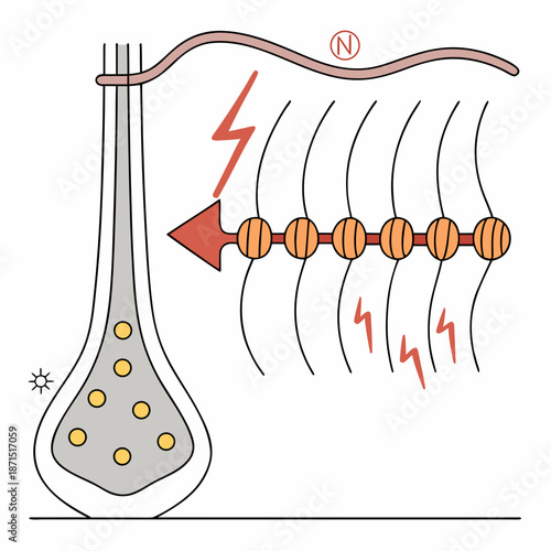Conceptual illustration depicting the intricate process of neural signal transmission and synaptic communication within the brain, showcasing fundamental biological pathways