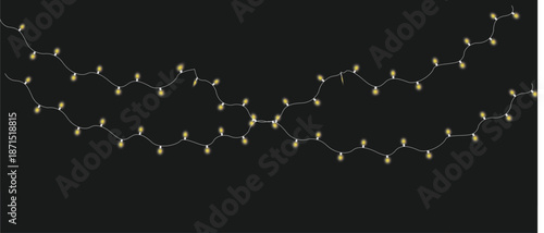 png festive light with gold garland ribbon glowing string lamp led border decoration holiday card background fairy lights party design transparent vector winter celebration banner happy year 