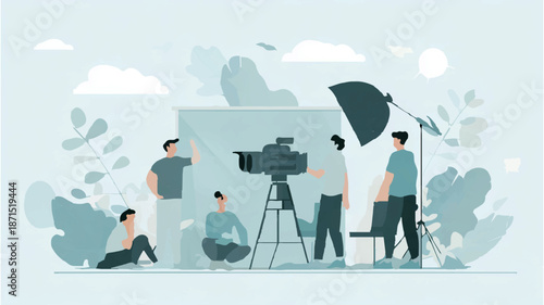 Film Crew Shoots Scene with Actress on Set

