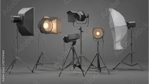 Studio Lighting Equipment Illuminates Photography Set


