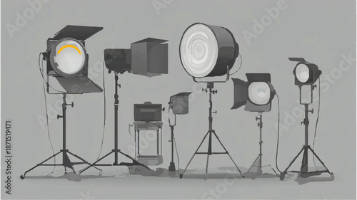 Studio Lighting Equipment Illuminates Photography Set

