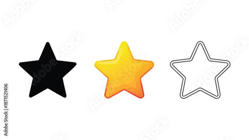 Star rating icons in filled colored and outline styles representing review feedback quality and user experience system
