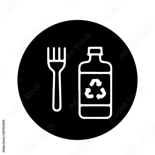 Plastic materials and recycling icon vector design 