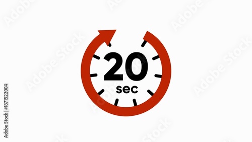Red stopwatch with 20 seconds and circular arrows clock timer