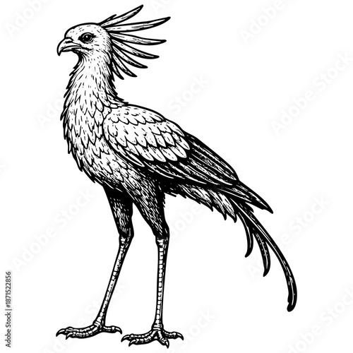 Vintage black ink engraved hoopoe bird illustration isolated on white background