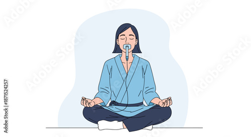 Woman Practicing Yoga and Meditation in Lotus Position.