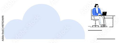 Cloud technology. Cloud computing showing efficient online storage and digital collaboration. Cloud connects users for seamless data sharing. For IT, remote work, storage, innovation, collaboration