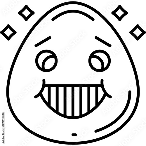 Grinning face Outline Icon