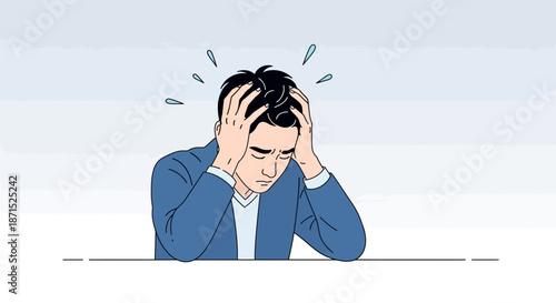 Man experiencing stress and anxiety at work.