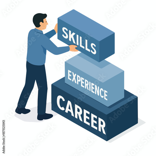 a person who builds blocks, career, experience, and skills