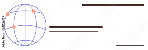 Technology, communication, global business, networking, internet, innovation. Minimalist globe image with dots and lines as visual connections. Technology and communication concept