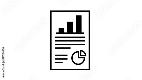 Vector illustration of a professional business report with charts and data analysis icon on transparent background