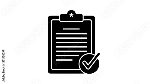 Vector illustration of a completed task or approved document icon on transparent background