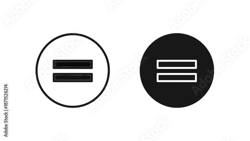Vector illustration of, on transparent background, an equal sign symbol for balance and equivalence in design