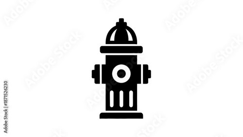 Vector illustration of a classic black fire hydrant symbol on transparent background for safety