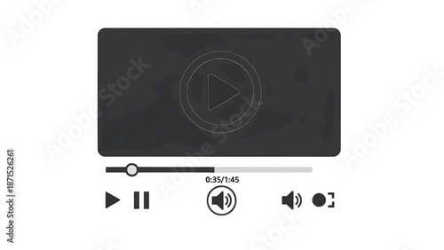 Vector illustration of a modern video player interface concept, on transparent background, for digital media