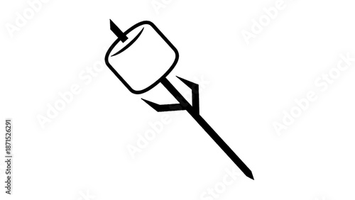 Vector illustration of a roasted marshmallow on a stick, perfect for campfire fun, on transparent background
