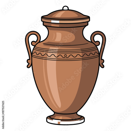 Classic urn with handles and lid symbolizing ancient container showcasing artistic shape evoking historical sense of ancient civilizations