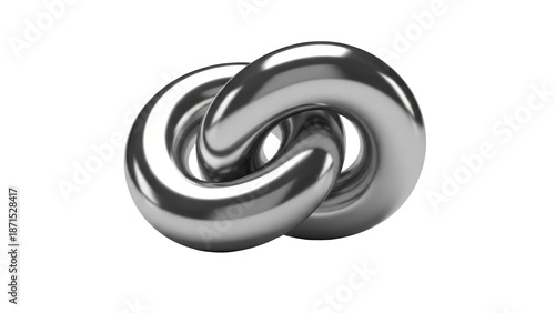 Interlocking Metal Rings Isolated on Transparent Background