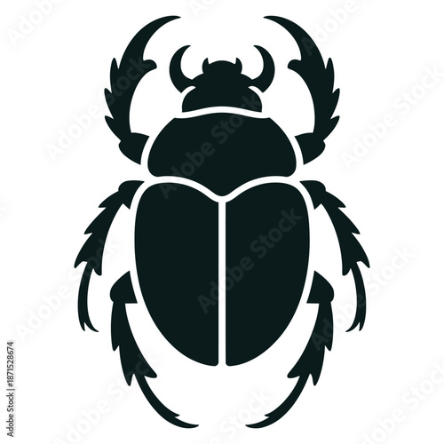 Symbolic Scarab Beetle Silhouette Ancient Egyptian Amulet Represents Rebirth Transformation Protection Sacred Icon Vector Illustration Art