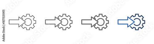 
outline icon set integration with inward arrow and gear design