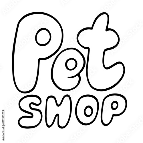 Doodle Lettering Pet Shop Illustration with Hand Drawn Typography, Cute Animals and Veterinary Care Elements for Branding and Marketing