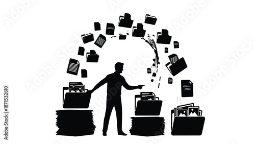 Businessman entrepreneur throwing money cash flying out of briefcases financial stress bankruptcy concept