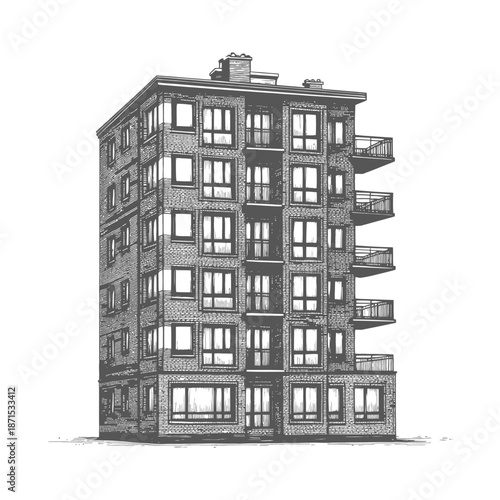 A Multi Story Brick Apartment Building Illustration