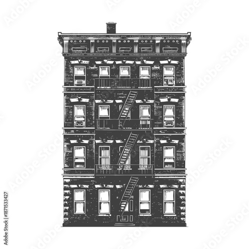 A Multi Story Brick Building With Fire Escapes