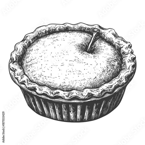 A delicious single serving apple pie dessert with a stem