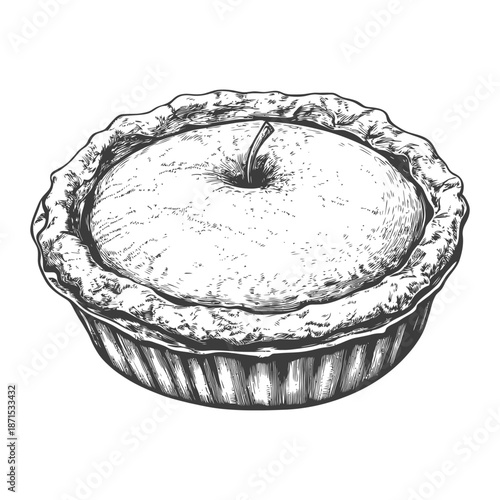 A delicious apple pie illustration with perfect rustic crust