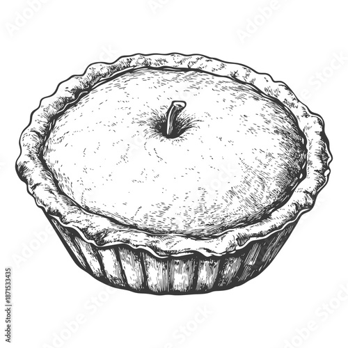 A delicious pie with a single apple topping