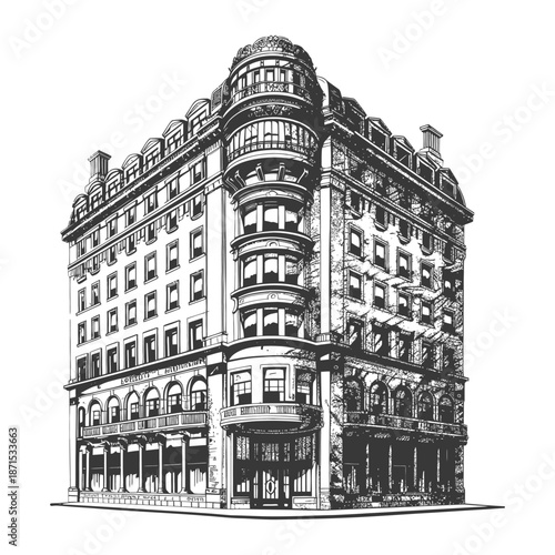 A Large Architectural Rendering of a Corner Building