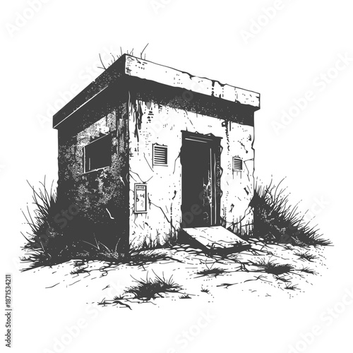 Abandoned Concrete Structure Overgrown With Weeds