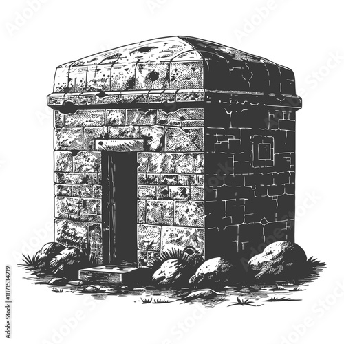 Ancient Stone Structure Near Rocks And Grass