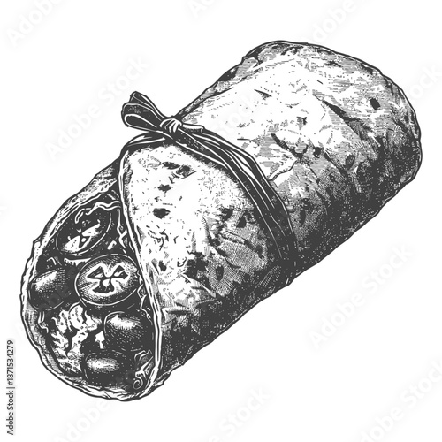 A Delicious Hand Drawn Burrito Illustration