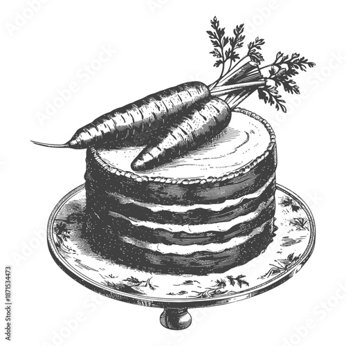 Carrot Cake Decorated With Fresh Carrots