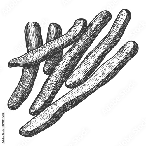 Hand Drawn Illustration of Several Ginger Roots