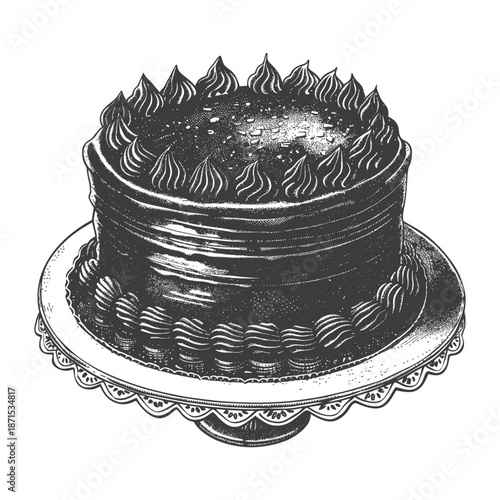 Delicious Chocolate Cake on Elegant Cake Stand