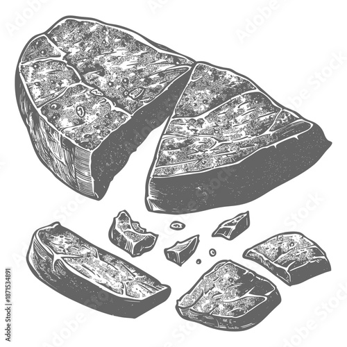 A Detailed Illustration of Sliced Steak Pieces