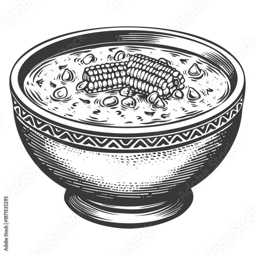 A Bowl of Corn Chowder Soup with Corn Kernels