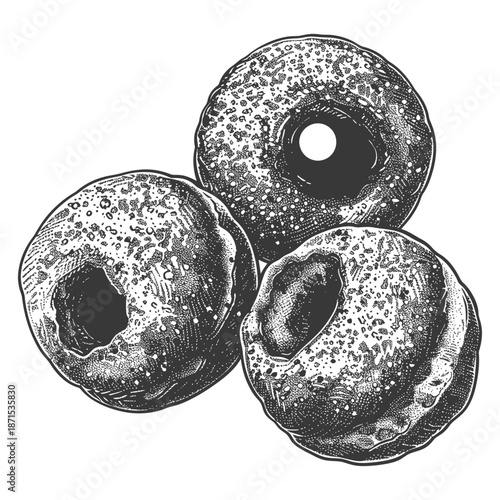 Three Delicious Glazed Donuts Arranged Together
