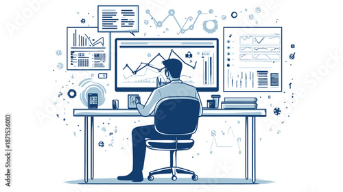 Man Analyzing Data on Computer Screen 1.