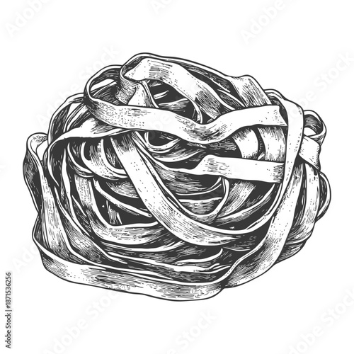 A Hand Drawn Illustration Of Tagliatelle Pasta