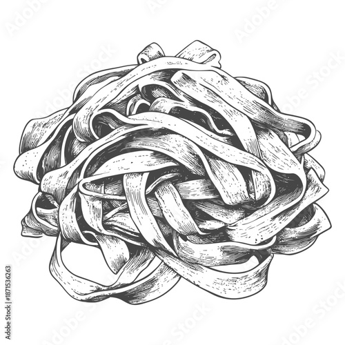 A Hand Drawn Illustration Of Tagliatelle Pasta