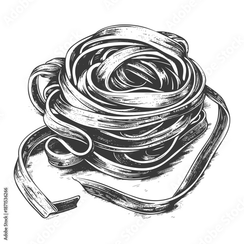 A Nest of Black Pasta Ready To Cook