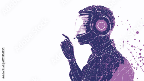 Man Wearing Headphones Listening to Music.