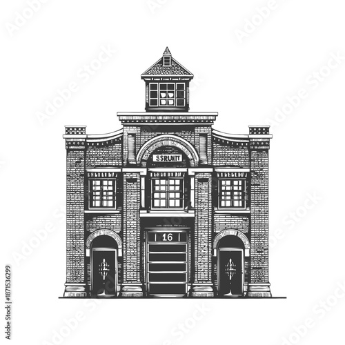 Classic Brick Fire Station Building Architectural Design